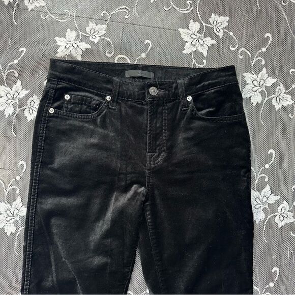 7 For All Mankind Eddie  Straight Crop Black Velvet Jean - Picture 5 of 13